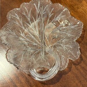 Vintage Indiana Glass, Pebble Leaf-Shaped Clear Glass Relish Dish